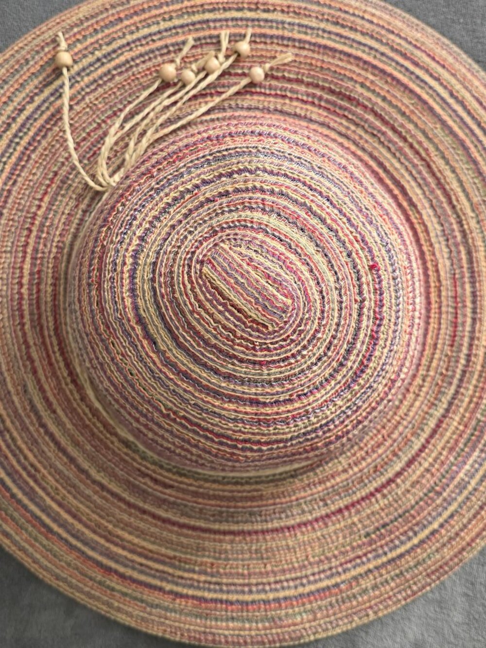 MultiColored Wide brim Sun Hat - One Size. NEW, never worn